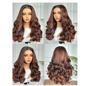 5*5 Luxurious Brown Wavy Hair Wig 18"